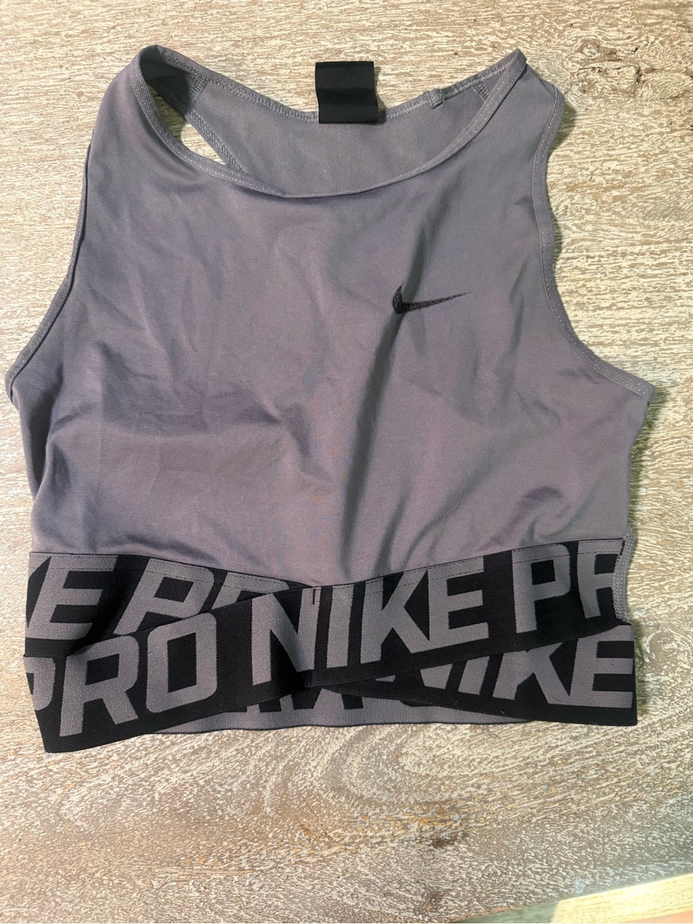 Nike Women's Gray Pro Crop Tank with Branded Elastic Band